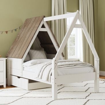 Eastern Shore Twin Canopy House Bed in White, , large