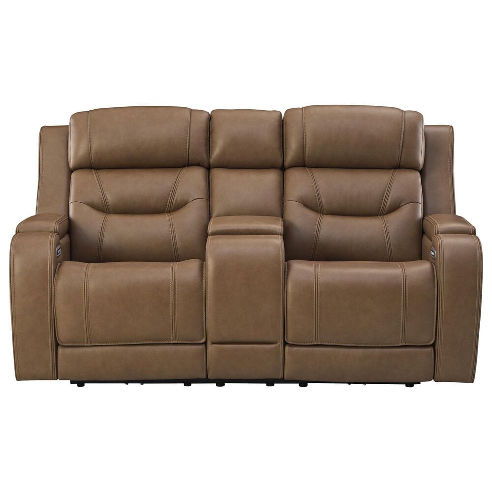 Ashley Knightington Power Reclining Loveseat with Audio Seating in Caramel, , large