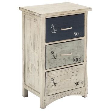 Maple and Jade 3-Drawer Chest Small with Rope Handle in Blue and White, , large