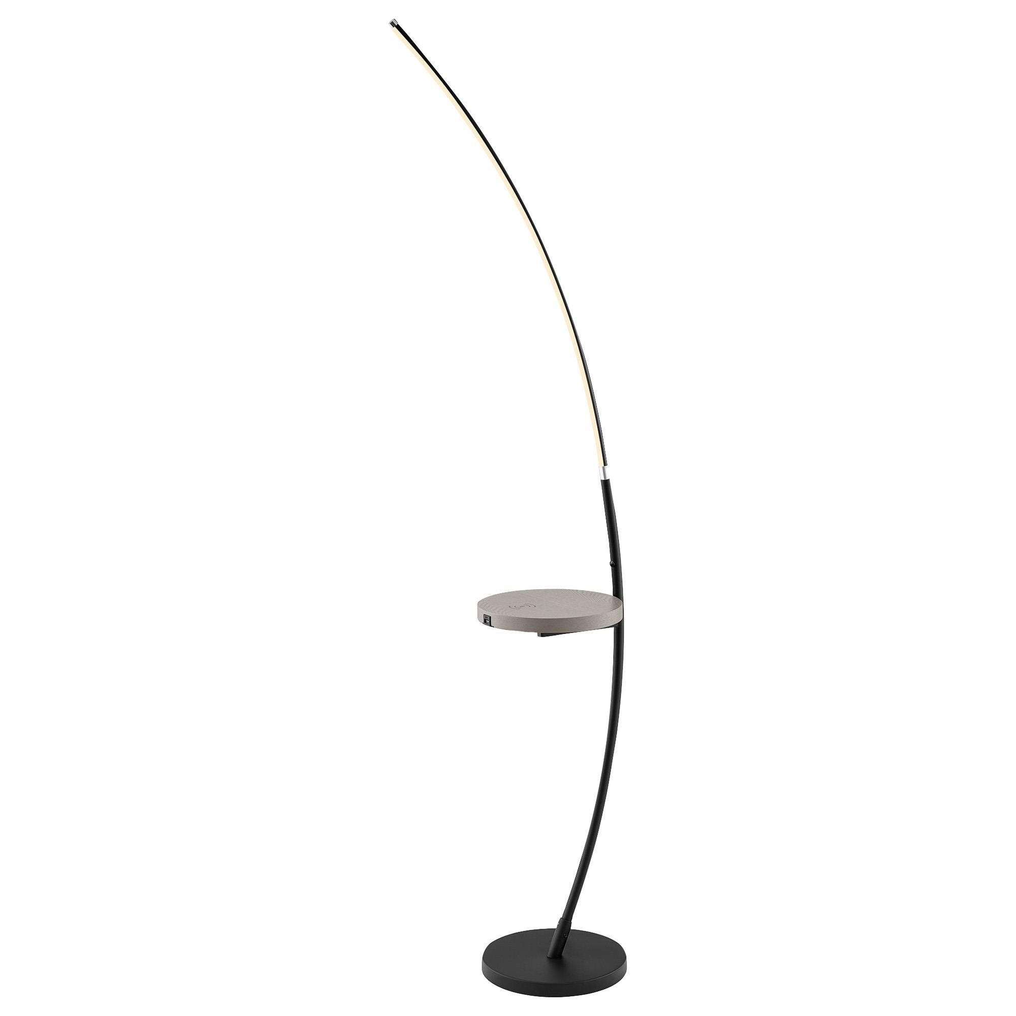 Lite Source Monita LED Shelf Floor Lamp with Wireless Charging USB in Black NFM