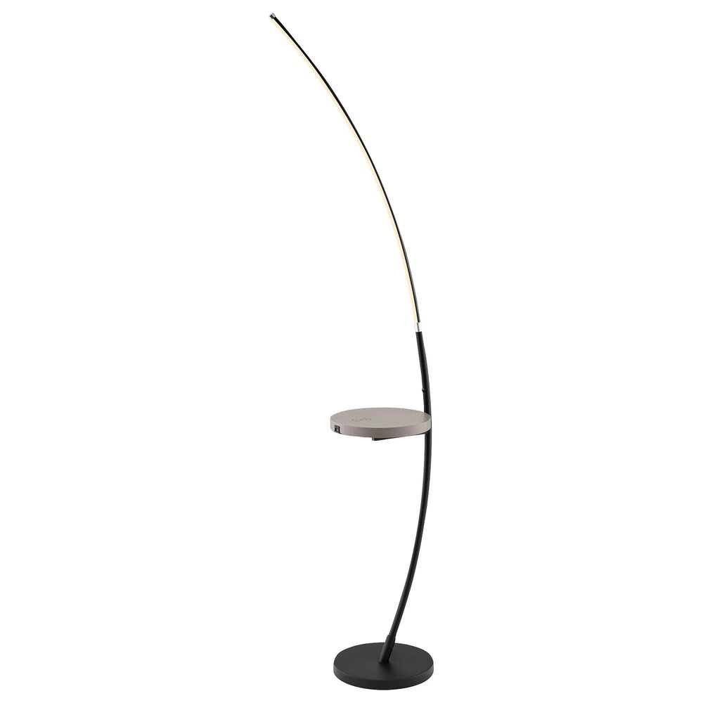 Lite Source Monita LED Shelf Floor Lamp with Wireless Charging + USB in Black, , large