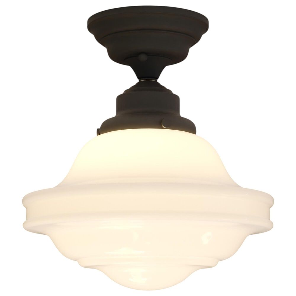 Vaxcel Huntley 10" 1-Light Semi Flush Mount with Milk Glass Shade in Oil Rubbed Bronze, , large