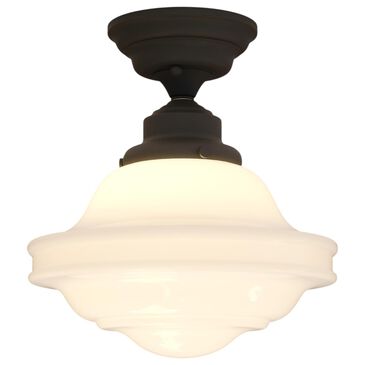 Vaxcel Huntley 10" 1-Light Semi Flush Mount with Milk Glass Shade in Oil Rubbed Bronze, , large