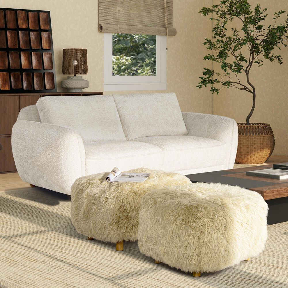 Jennifer Taylor Home Enchante Accent Ottoman in Taupe Beige, , large