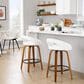 LumiSource Grotto Swivel Counter Stool with White Velvet Upholstery in Walnut Wood and Black (Set of 2), , large