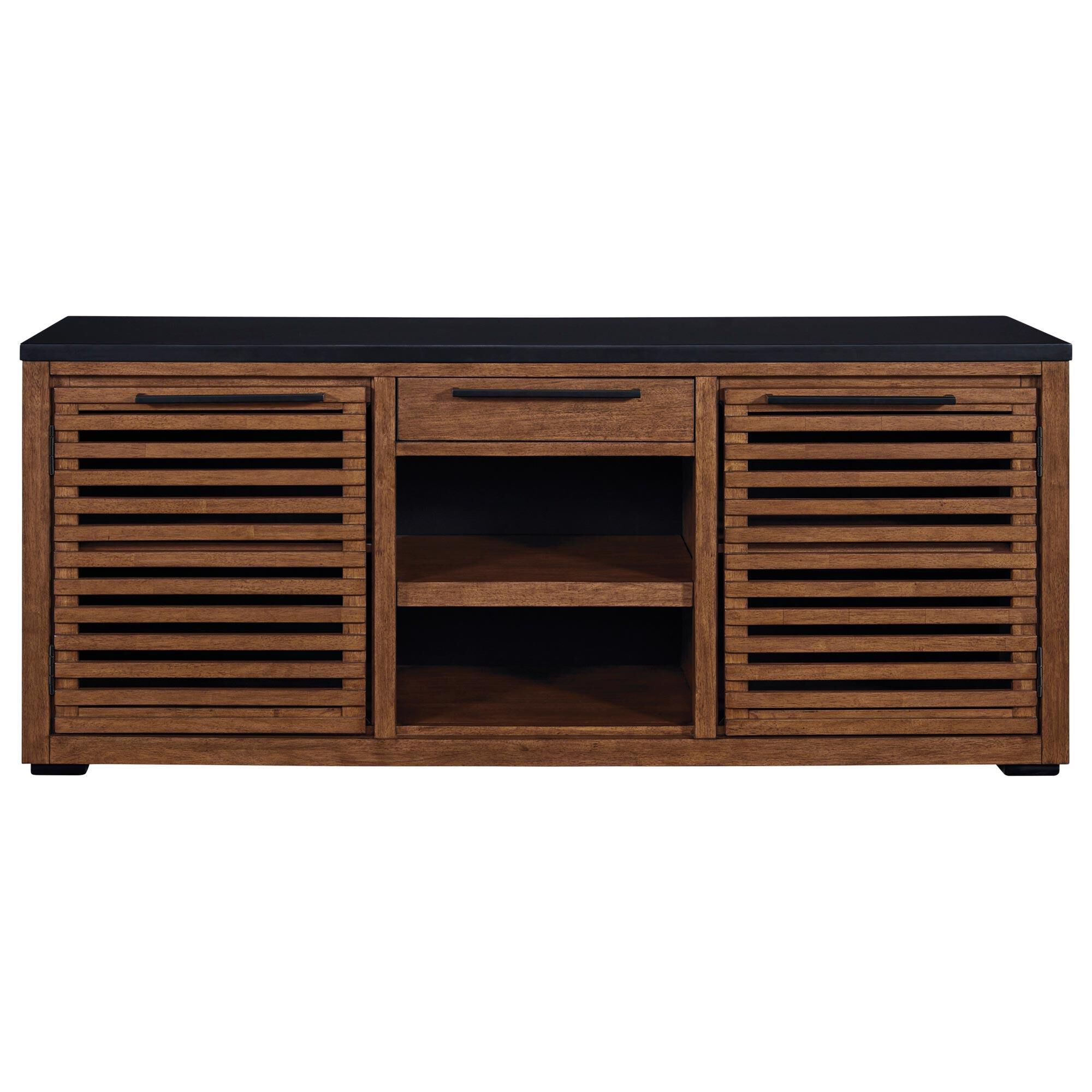 Ashley Kallari Credenza Desk in Warm Brown and Matte Black