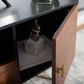 Safavieh Genevieve 54" Media Stand in Black and Walnut, , large