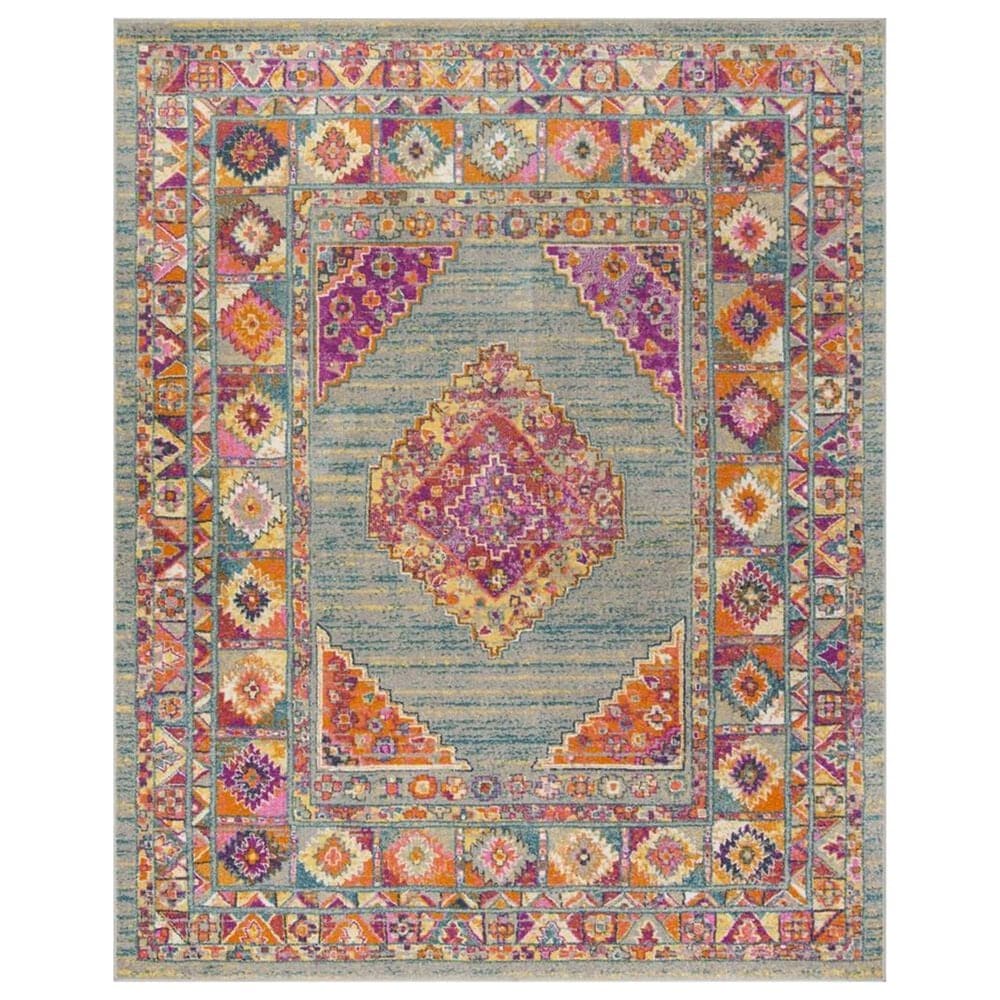Safavieh Madison MAD133G 10" x 14" Light Grey and Fuchsia Area Rug, , large