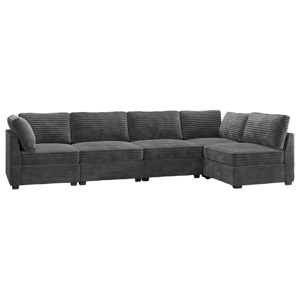 HOMLUX 5-Piece Oversize Mod Sectional in Gray, , large