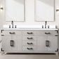 Lexora Home Laurel 72" Double Bathroom Vanity in White Oak with White Quartz Top and Rectangular Sinks, , large