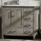 Lexora Home Jacques 36" Left Offset Single Bathroom Vanity in Distressed Grey with 2 cm White Carrara Marble Top and Rectangular Sink, , large