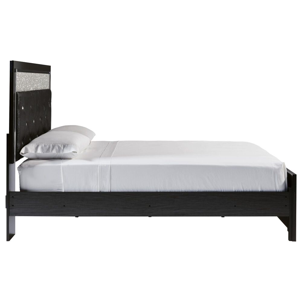 Ashley Kaydell 4-Piece Queen Upholstered Bed Set in Black and Dark Gray, , large