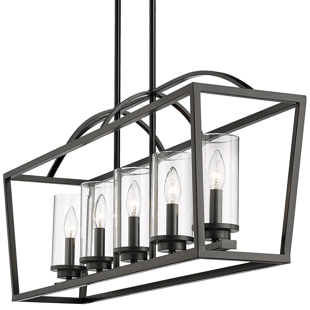 Golden Lighting Mercer Linear 5-Light Pendant in Matte Black, , large