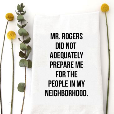 Wildwood Mr Rogers Tea Towel in White and Black, , large