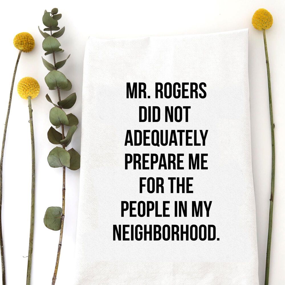 Wildwood Mr Rogers Tea Towel in White and Black, , large