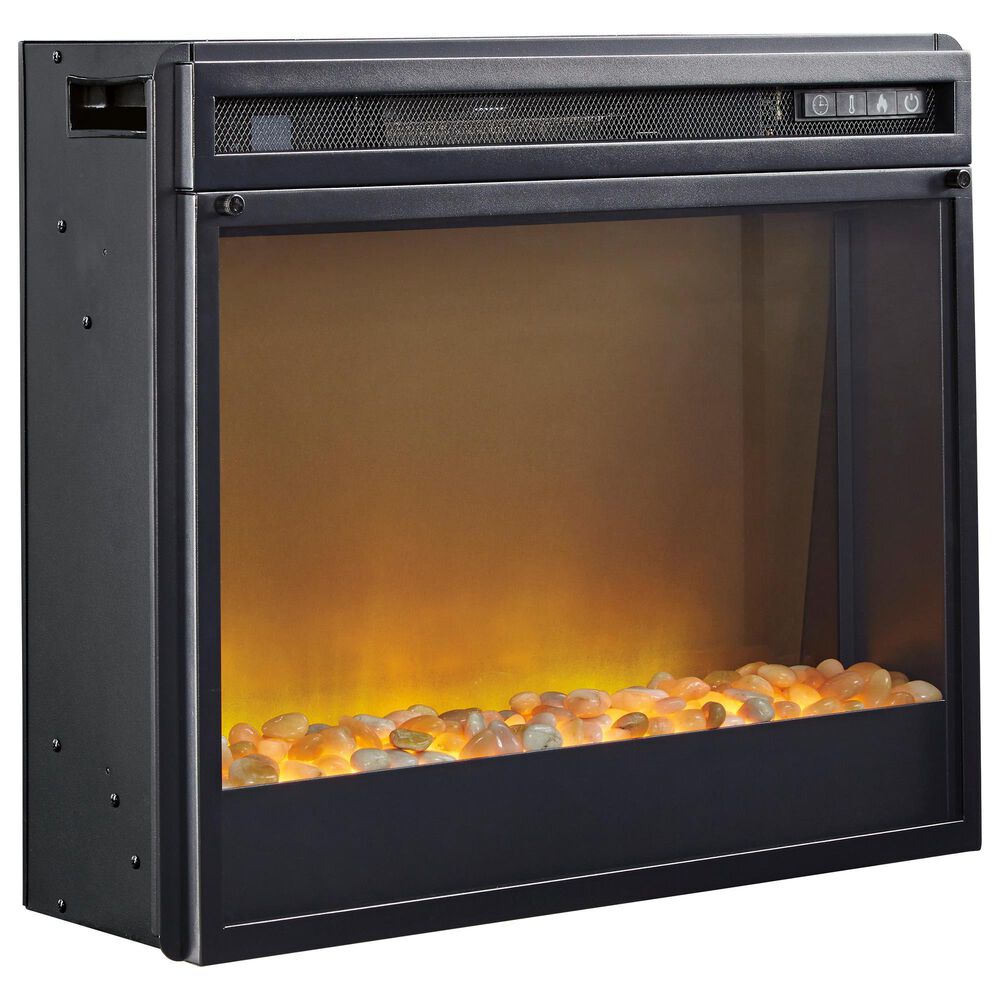 Ashley Wildenauer 76" TV Stand with Electric Fireplace in Rich Brown and Warm Satin Black, , large