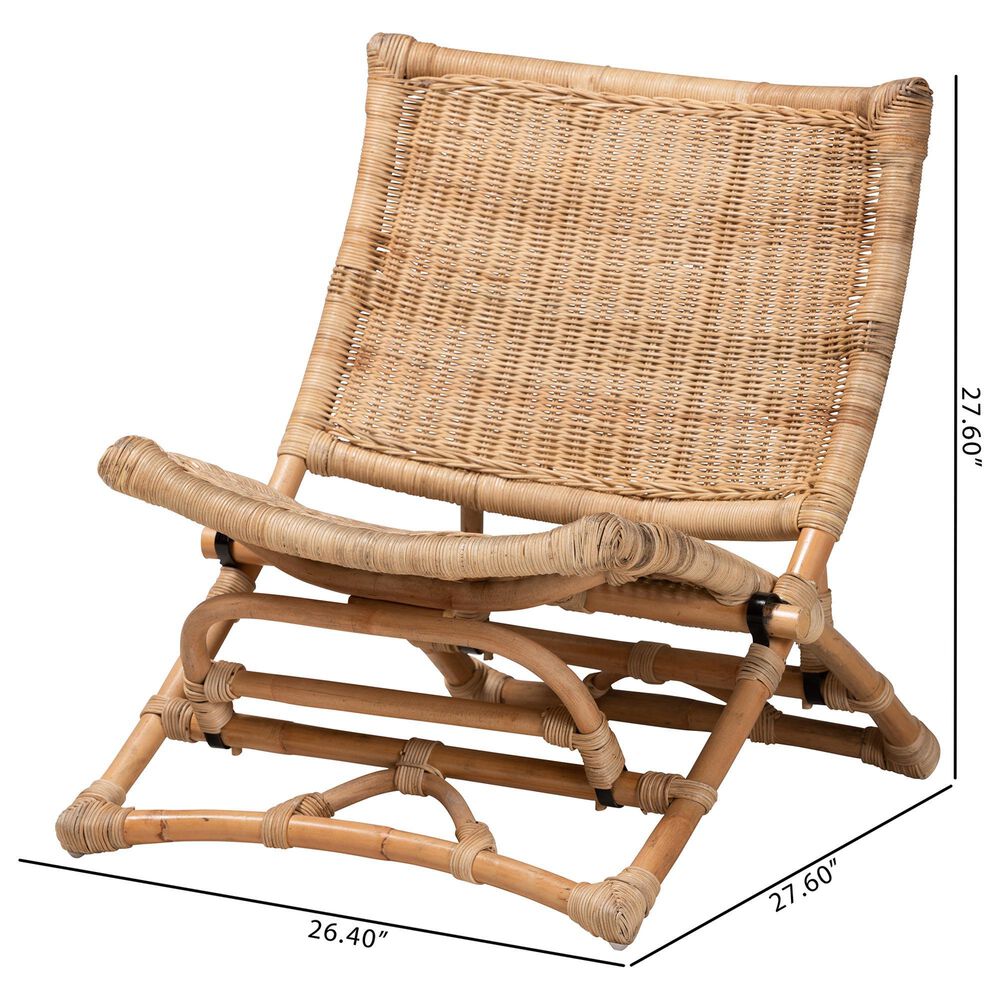 Baxton Studio Herrara Rattan Foldable Lounge Chair in Natural Brown Antique, , large