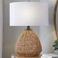 LumiSource Congo 29" Rattan Table Lamp in Natural and Matte Black, , large