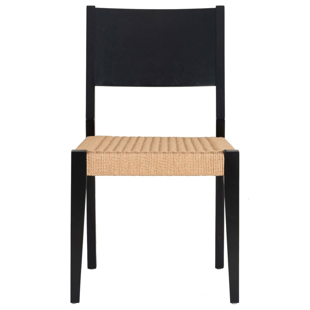 Linon Home Decor Cadence Side Chair with Woven Rope Seat in Black, , large