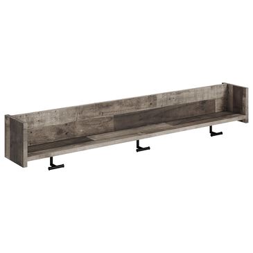 Ashley Neilsville Wall Mounted Coat Rack with Shelf in Gray and Brown, , large