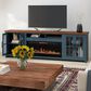Endress International Nantucket 97" Super Fireplace Console in Blue Denim and Whiskey, , large