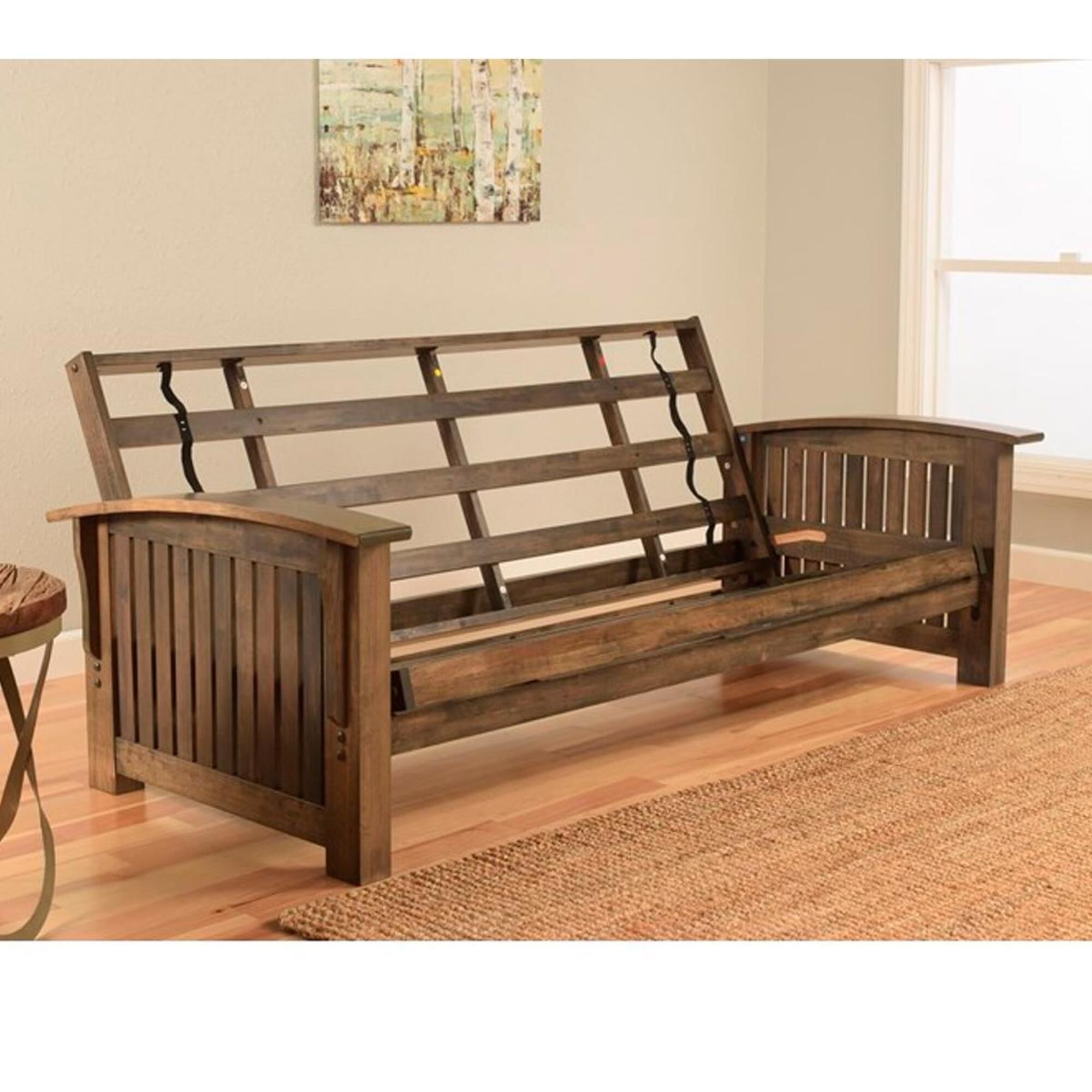 Kodiak Furniture Washington Futon Frame with Arms in Rustic Walnut