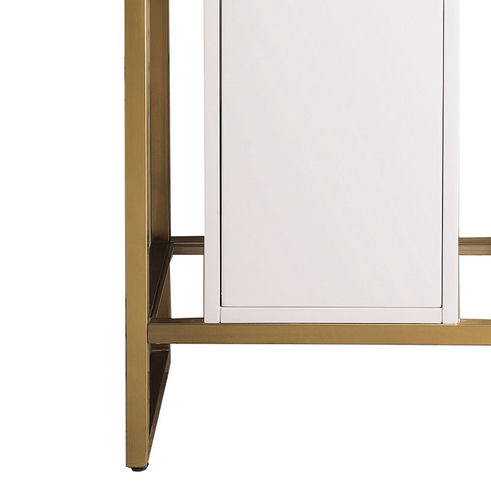 James Martin Vanities Boston 20&quot; Single White Door Bathroom Vanity in Radiant Gold with 3 cm White Glossy Resin Countertop and Rectangular Sink, , large