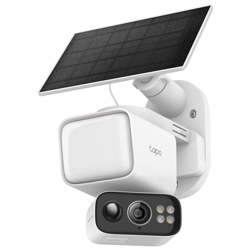 TP-Link Solar Powered Floodlight Pan Tilt Security Camera Kit in White, , large