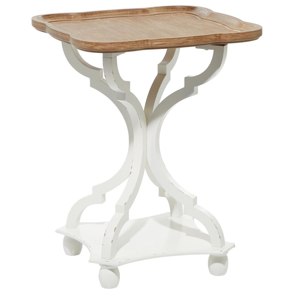 Uma Enterprises Accent Table in White and Distressed Brown, , large