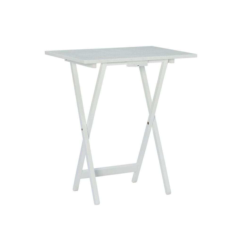 Linden Boulevard Taneli Tray Table Set with Stand in White &#40;Set of 4&#41;, , large