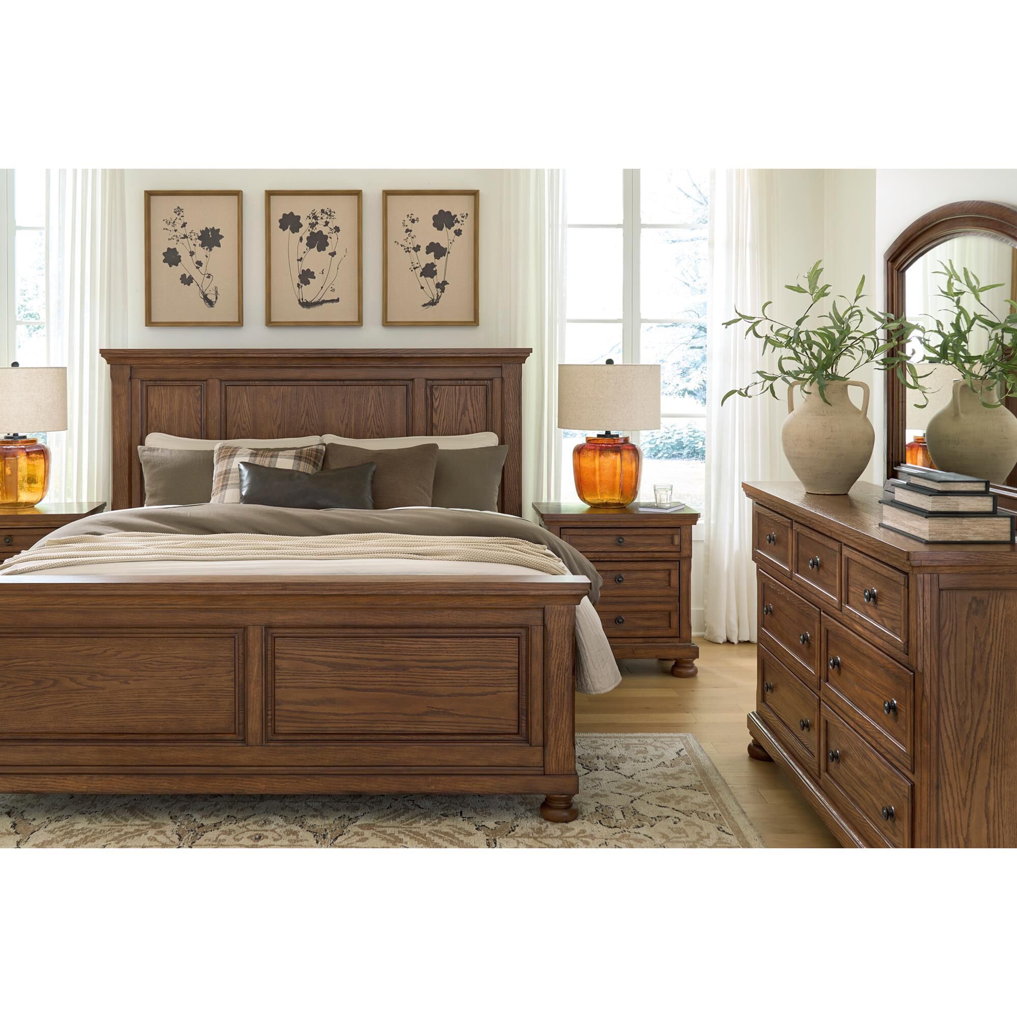 Ashley Zackaryn 4 Piece California King Bedroom Set in Warm Brown