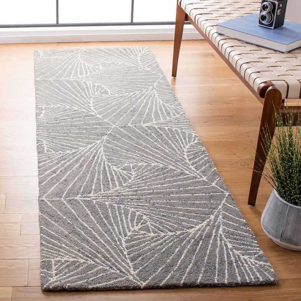 Safavieh Micro-Loop Geometric 2&#39;3&quot; x 8&#39; Grey and Ivory Runner, , large