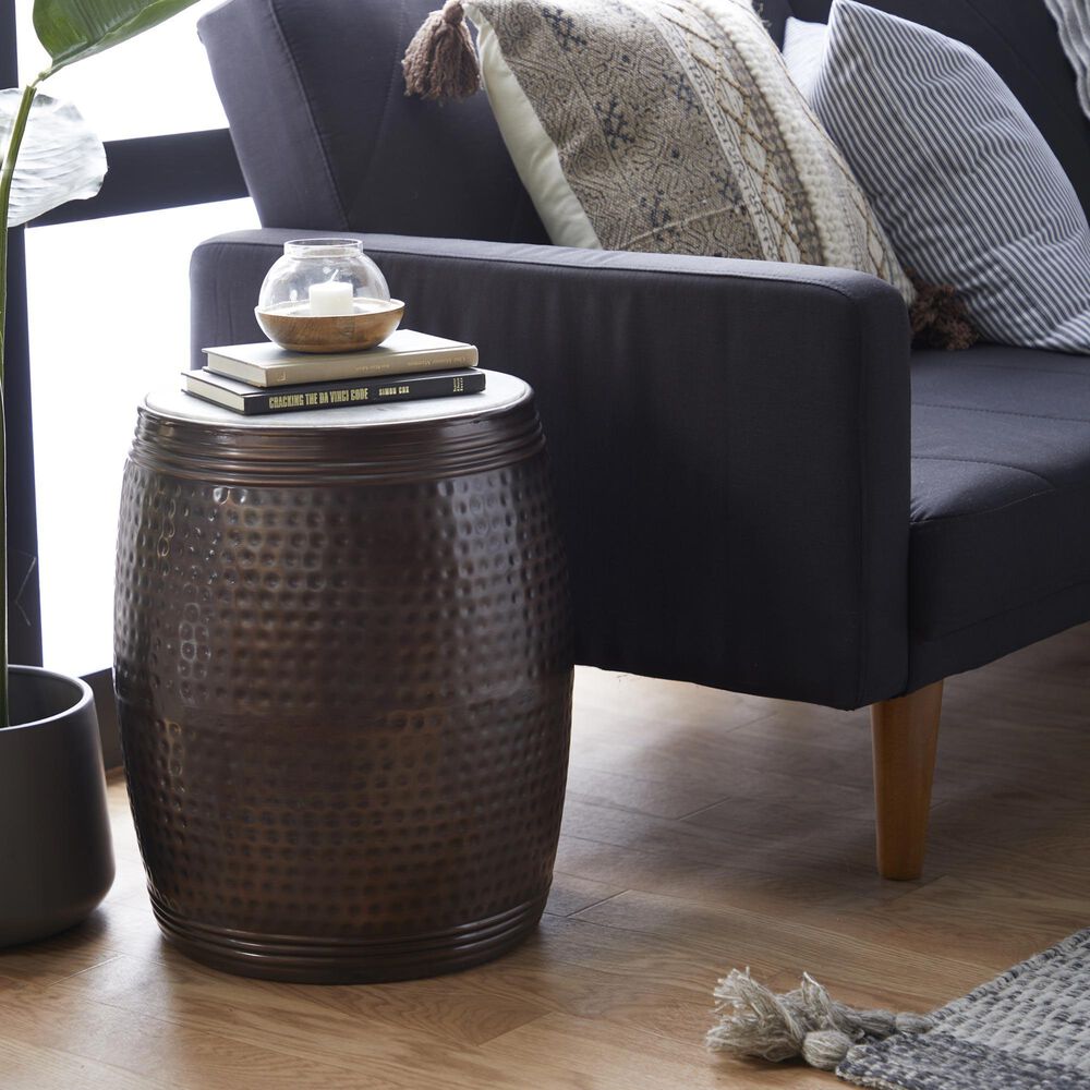 Uma Enterprises 19&quot; Industrial Accent Table in Brown, , large