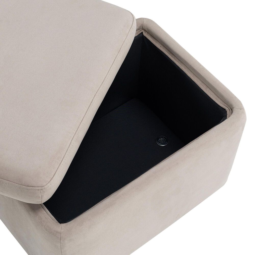 Lifestyle Solutions Kona Small Storage Ottoman in Taupe, , large