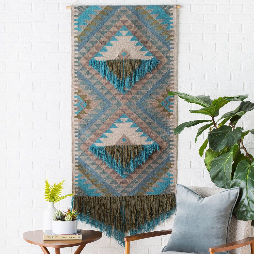 Surya Inc Adia Wall Hanging in Teal and Brown, , large
