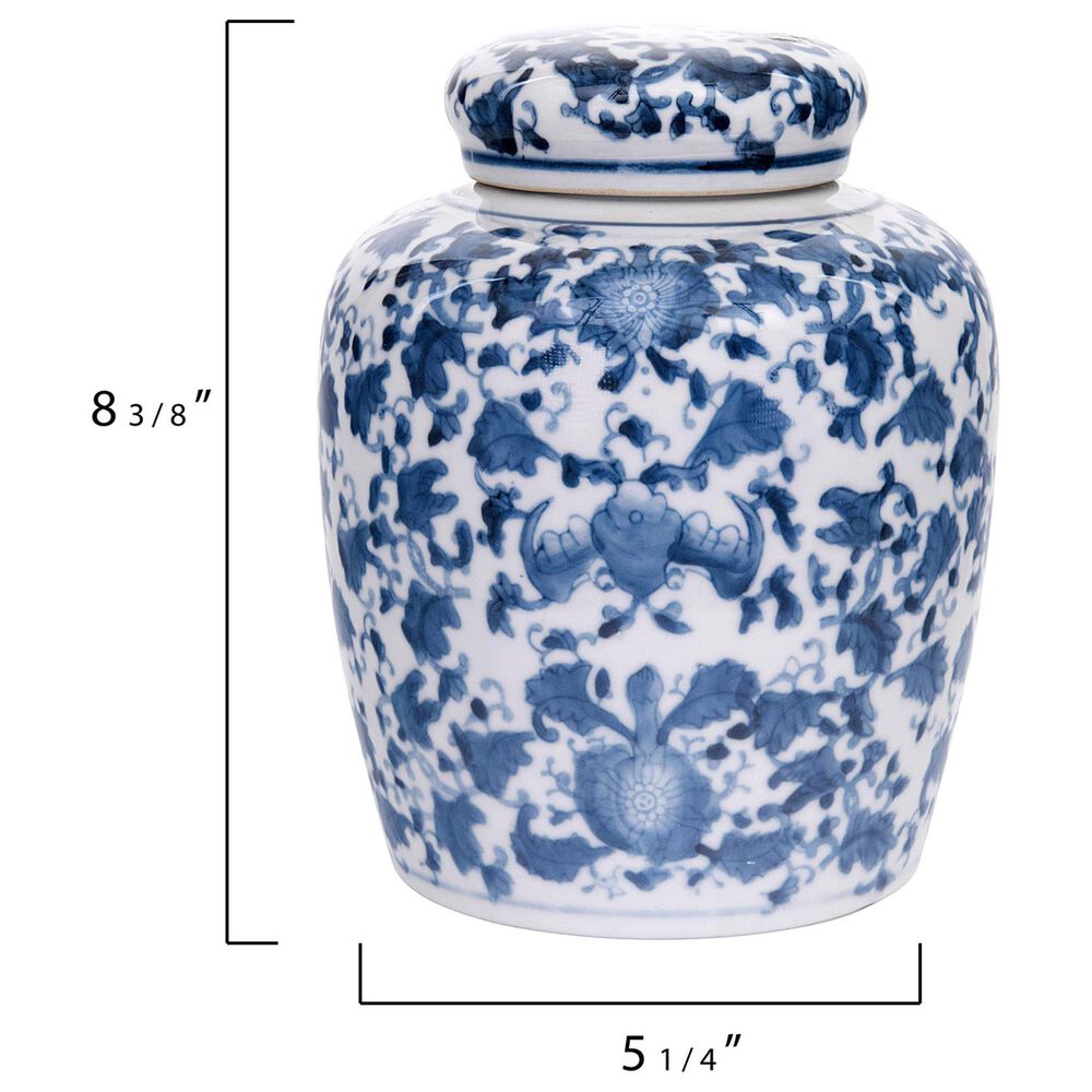 Creative Coop Decorative Large Ceramic Ginger Jar with Lid in Blue and White, , large
