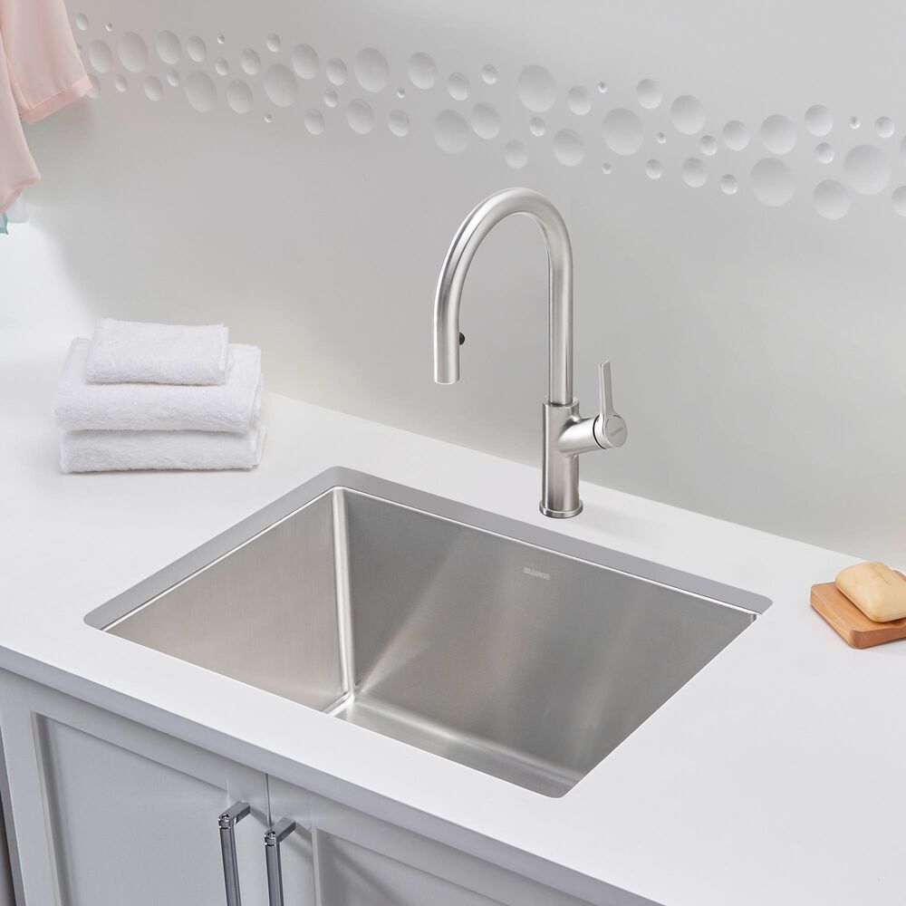 Blanco Quatrus 25&quot; R15 Dual Mount Laundry Sink in Refined Brushed, , large