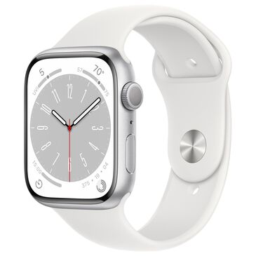 Apple Watch Series 8 GPS 45mm Silver Aluminum Case with White Sport Band M/L and 2-Year AppleCare+, , large