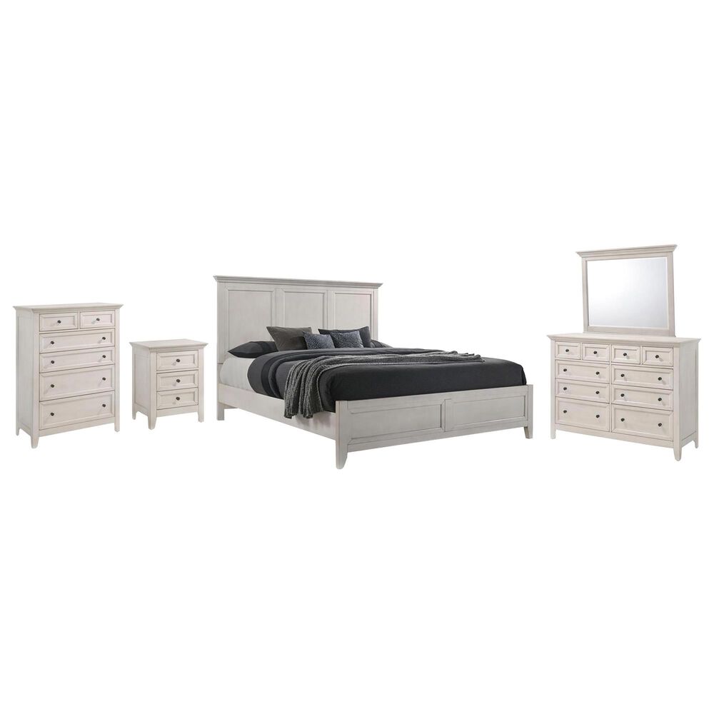 Hawthorne Furniture San Mateo 5-Piece Queen Panel Bedroom Set in Rustic White, , large