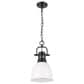 Golden Lighting Duncan 1-Light Small Pendant with Chain and Matte White Shade in Matte Black, , large