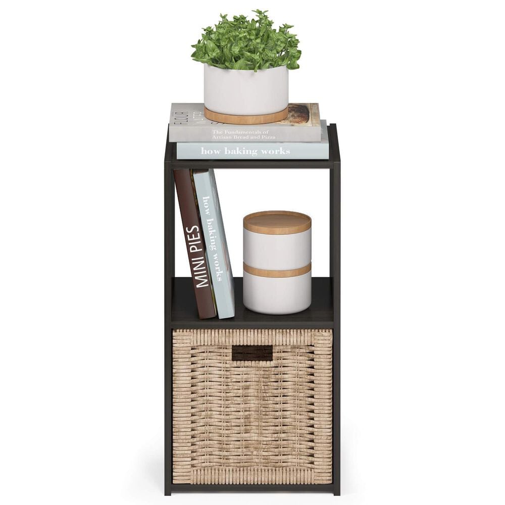 HOMLUX 2-Cube Open Shelf Bookshelf in Espresso, , large