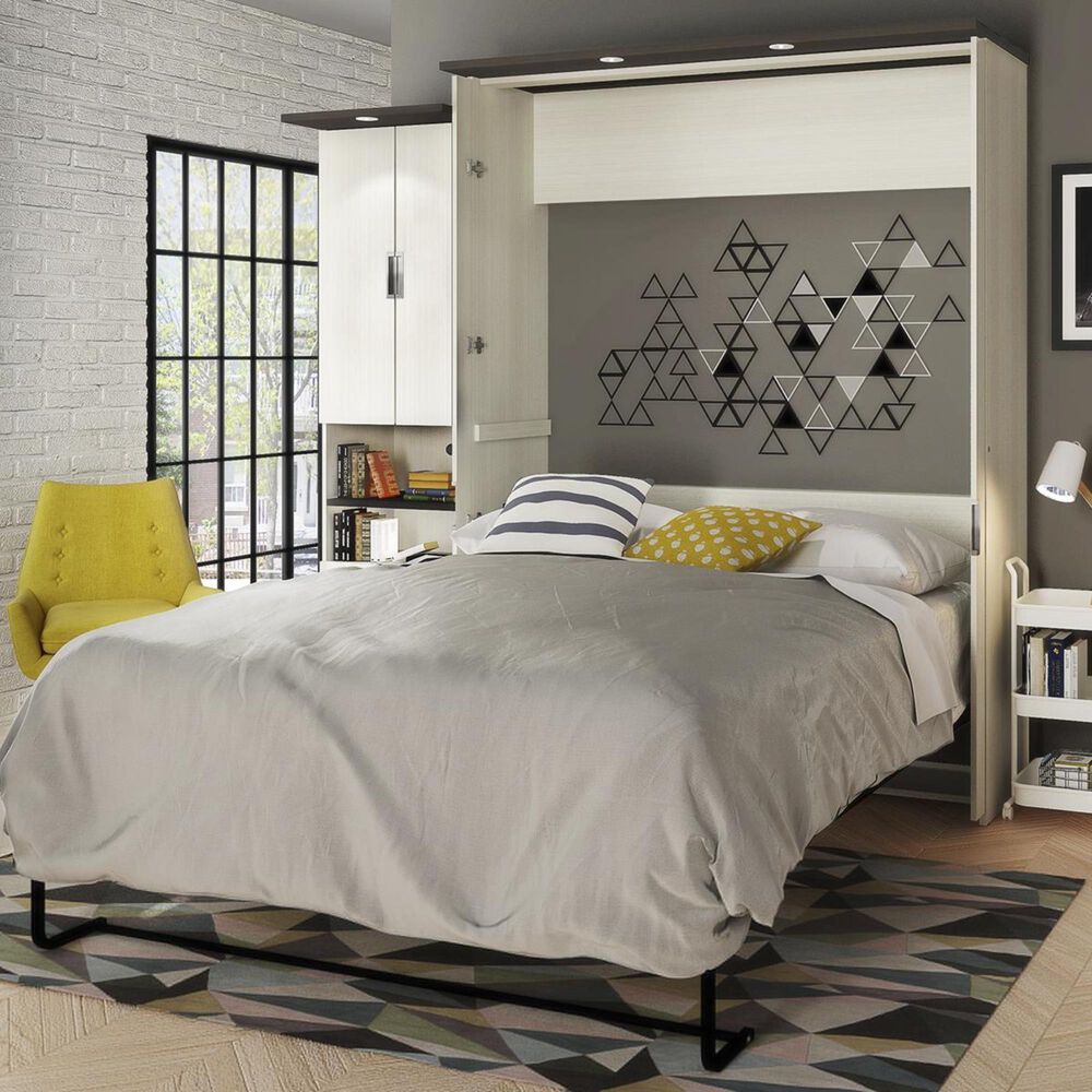 Bestar Lumina 3 Piece Queen Wall Bed in White Chocolate & Dark Chocolate, , large