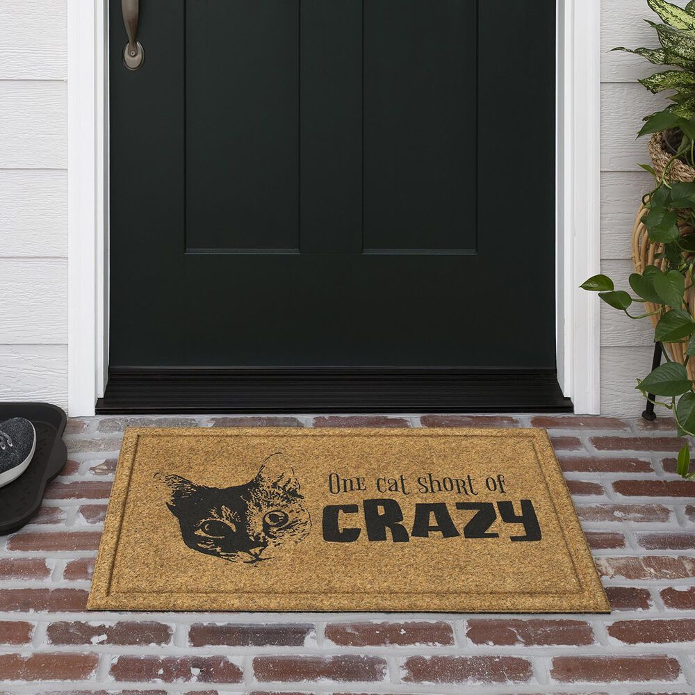 Karastan Bristol Cat Crazy 1&#39;6&quot; x 2&#39;6&quot; Natural Door Mat, , large