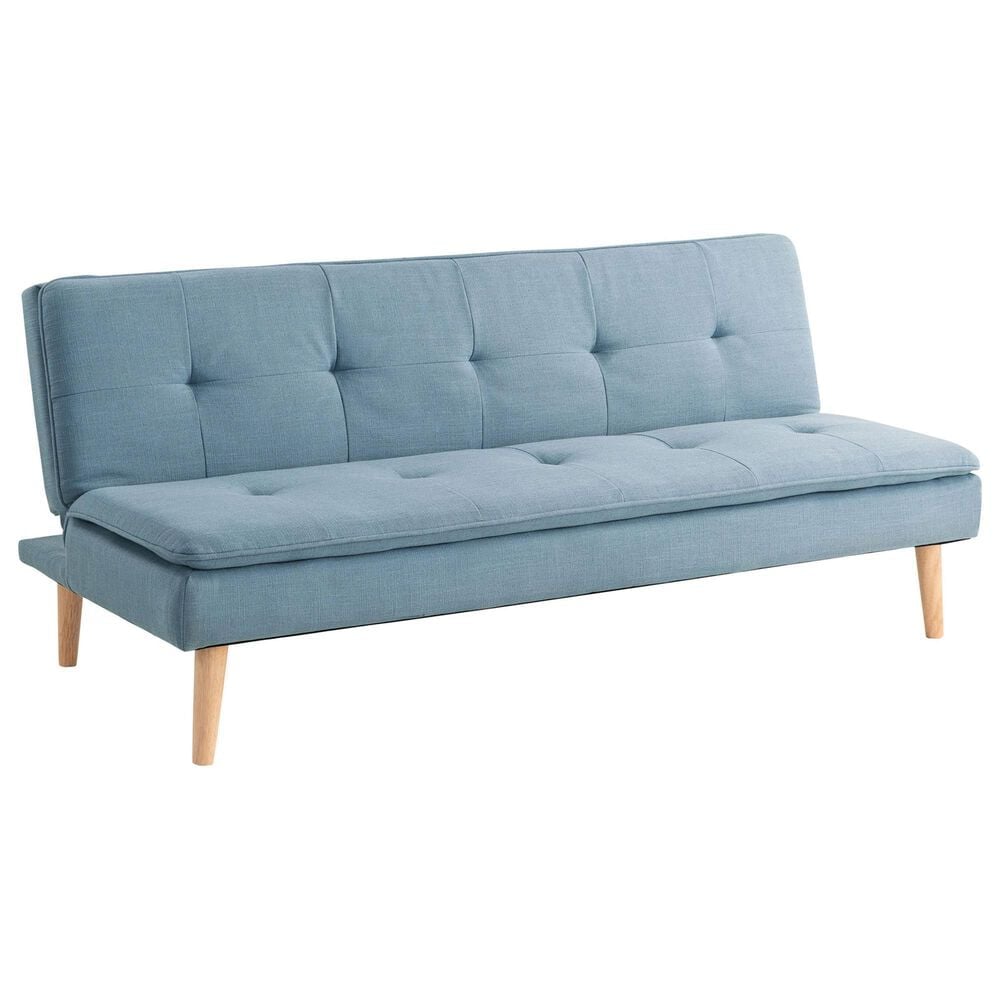 Lifestyle Solutions Tatum Convertible Sofa with Blue Cushion in Brown, , large