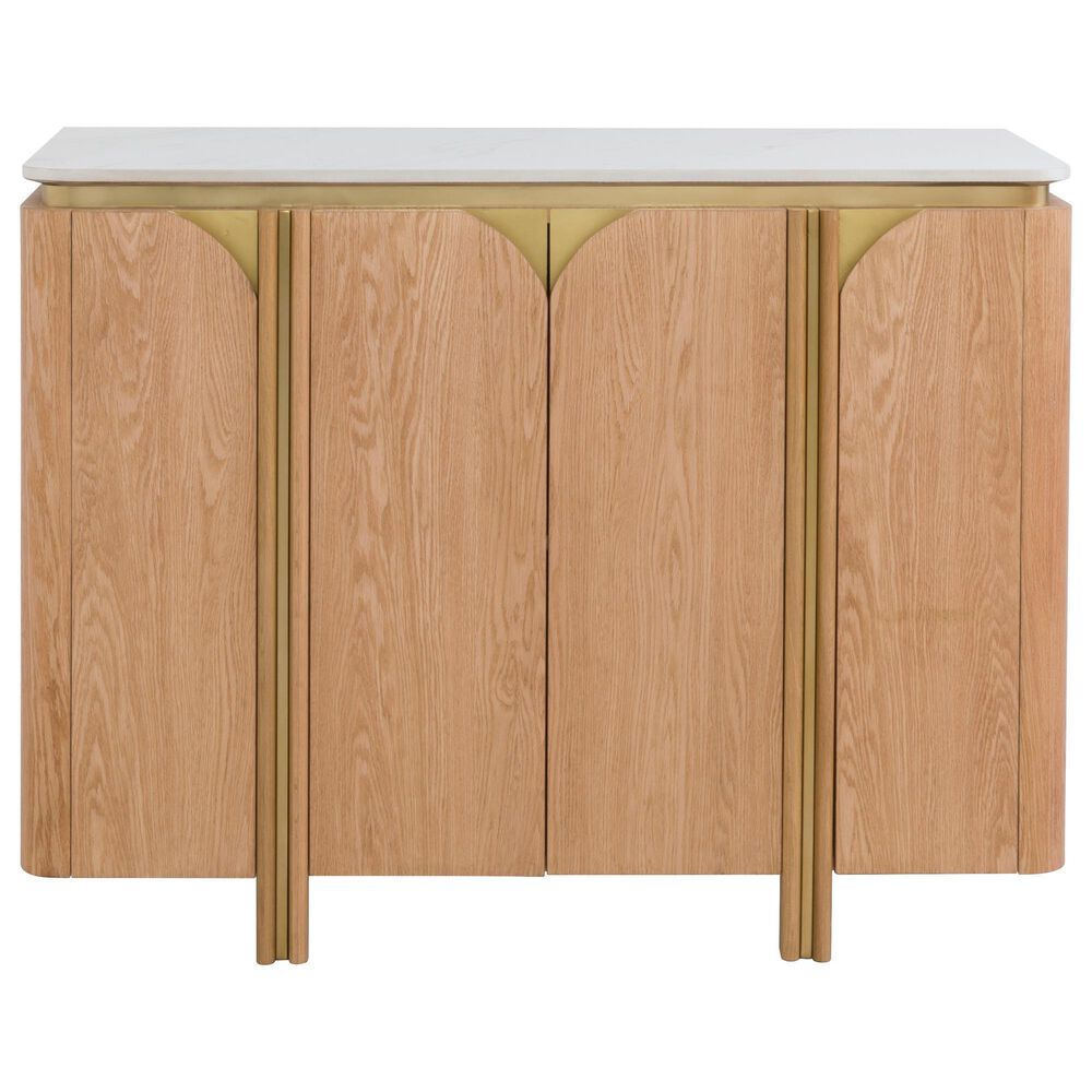 Fairfield Chair Portobello 4-Door Chest in White, Light Brown and Brushed Brass, , large