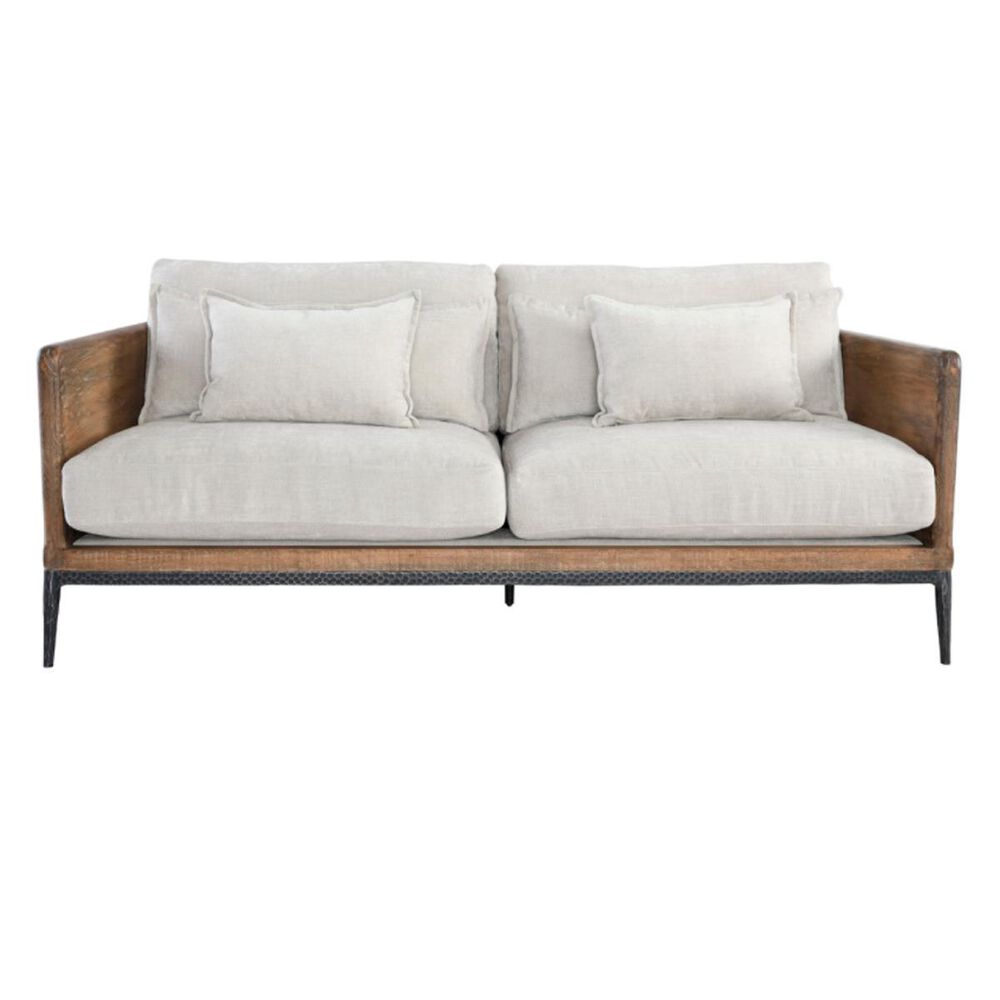 Classic Home Modern Farmhouse Renfro Sofa in Ivory and Reclaimed Pine, , large