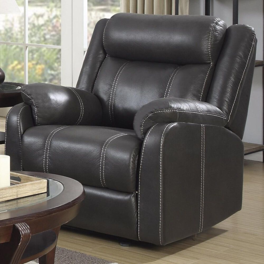 Klaussner Domino Manual Glider Recliner in Valor Carbon, , large