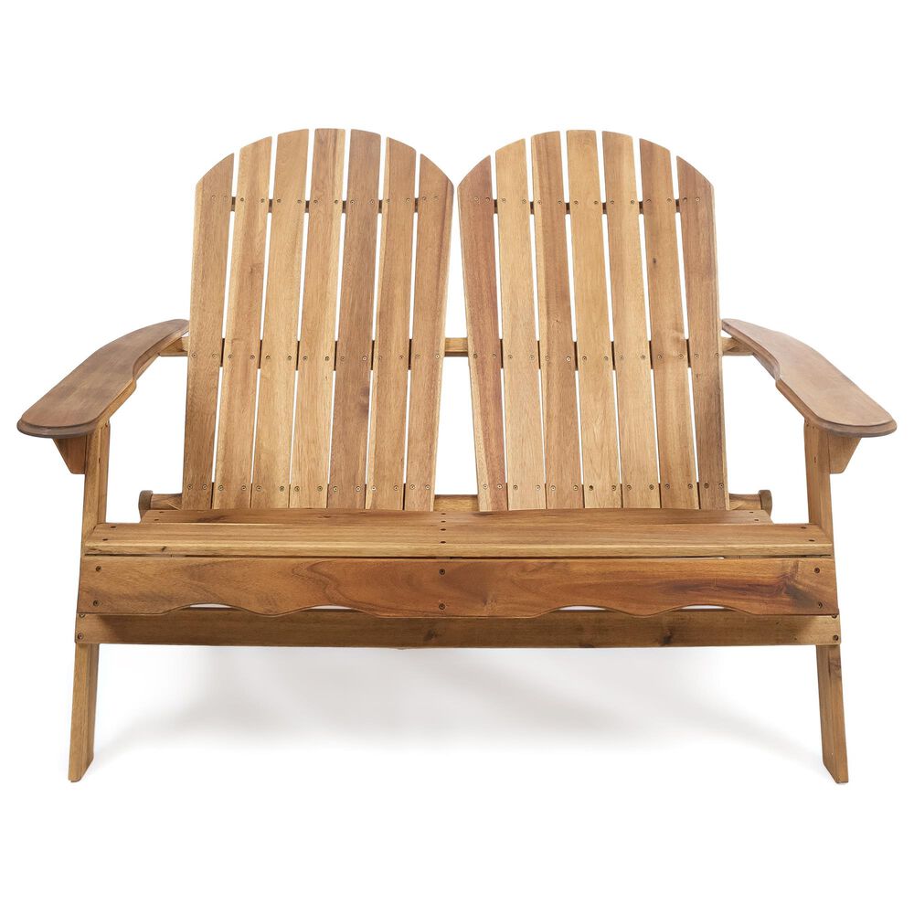 Hearth and Haven Malibu Outdoor Adirondack Loveseat in Natural, , large
