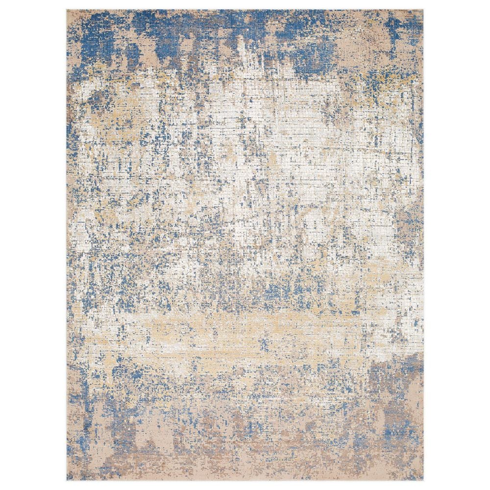 Surya Aisha 10" x 14" Light Blue, Medium Brown, Tan and Mustard Area Rug, , large