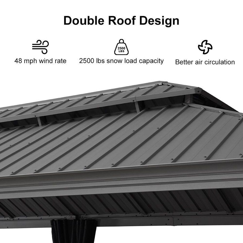 HOMLUX 12'X20' Hardtop gazebo with double roof in Bronze in Gray, , large